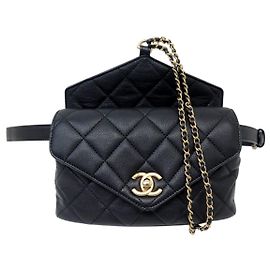 NUEVO BOLSO CINTURA CHANEL CARRY WITH CHIC CHAIN CUERO CAVIAR BELT BAG
