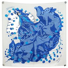 Hermès NEUER HERMES HOLA FLAMENCA CARRE 90 D. RYBALTCHENKO SEIDENTUCH ECRU