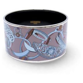 Hermès BRASLETE HERMES EMAIL XL CONCOURS D'ETRIERS 18CM ROSE BLEU MANCHETTE BANGLE