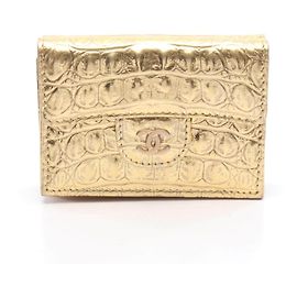 Portafoglio CHANEL Classic Small Wallet in pelle effetto coccodrillo, portafoglio a tre scomparti