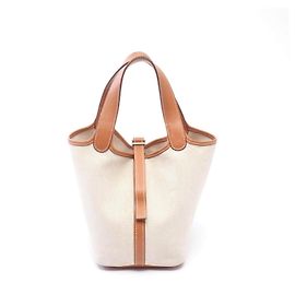 Hermès Bolso Hermes Picotin PM Toile H Vache Barenia