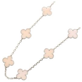 Collana Van Cleef & Arpels Vintage Alhambra Opale Rosa Oro Bianco Au750
