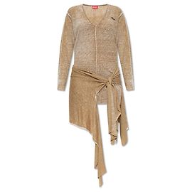 Vestido Diesel M-EGANKNOT de lino marrón beige