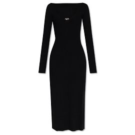 Diesel M-OLONI Kleid aus schwarzem Rippstrick