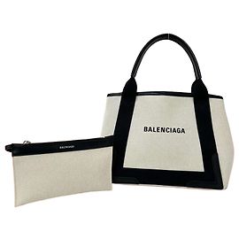 Borsa a mano Balenciaga Cabas in pelle blu navy
