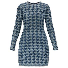 Vestido Diesel M-HALMA de algodón azul pata de gallo