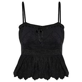 LoveShackFancy Rowina Top Schwarz Baumwolle Spitze