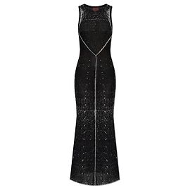 Vestido longo de malha canelada Diesel M-RAB preto