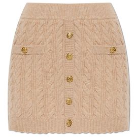 LoveShackFancy Berritt Rock aus Wolle beige mit Zopfmuster