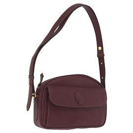 Cartier Must Line Schultertasche Leder Bordeaux Gold Auth 213073A - Jerrillo