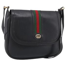 GUCCI Micro GG Supreme Web Sherry Line Bag Leather Black 001 41 4425 Auth 213166 - Jerrillo