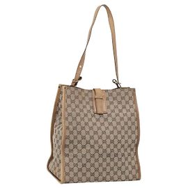 GUCCI GG Canvas Shoulder Bag Beige Gold 109101 Auth 213151 - Jerrillo