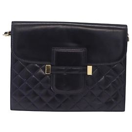 Autre Marque Saint Laurent Bolso de Hombro de Cuero Azul Marino Tono Dorado Auth bs37775 - Jerrillo