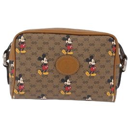 GUCCI x Disney MicroGG Mickey Mouse Shoulder Bag PVC Beige Gold Auth bs37790 - Jerrillo