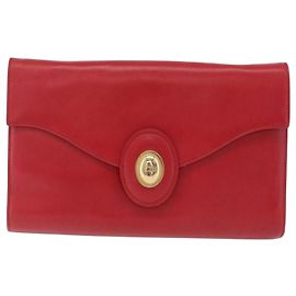 Christian Dior Schultertasche Leder Rot Goldfarben Auth bs37803 - Jerrillo