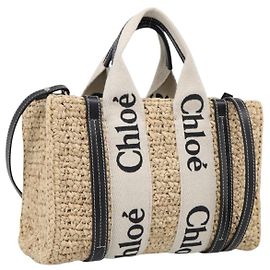 Chloé Chloe Woody Hand Bag Raffia 2way Beige Gold Tone Auth bs37833A - Jerrillo