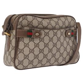 GUCCI GG Supreme Web Sherry Line Bag PVC Beige Gold 66 02 049 Auth ka6812 - Jerrillo