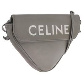 Céline CELINE Triangle Bag Leather Gray Auth ka6826A - Jerrillo