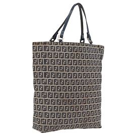 FENDI Zucchino Tote Bag Navy Silver Auth ka6858 - Jerrillo