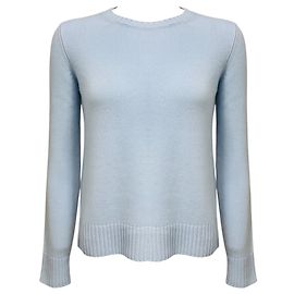 Loro Piana Camisola de gola redonda e manga comprida em Baby Cashmere azul claro