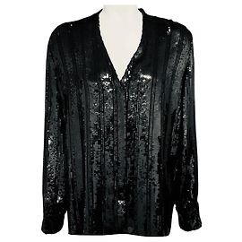 Autre Marque Blusa de rayas con lentejuelas negras Sally LaPointe