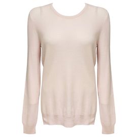 Loro Piana Jersey de cuello redondo y manga larga en Baby Cashmere rosa claro