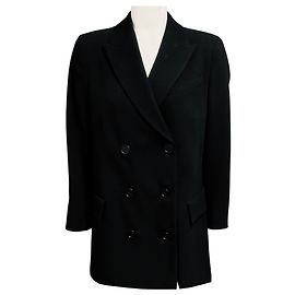 Blazer Akris Punto negro cruzado de lana acanalada