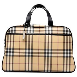 Bolso de viaje Burberry House Check de lona revestida beige