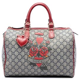 Borsa Boston Gucci Medium GG Supreme Joy Tattoo Heart Rossa