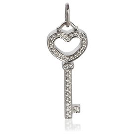 Tiffany & Co. Mini Heart Key Anhänger aus Platin und Diamanten