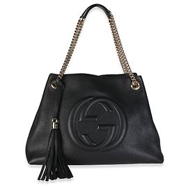 Borsa a tracolla Soho Medium in pelle di vitello martellata nera Gucci