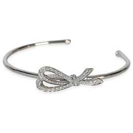 Bracelete Rígido Tiffany & Co. em Ouro Branco e Diamantes com Laço