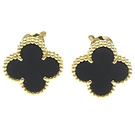 Pendientes de botón Van Cleef & Arpels Vintage Alhambra Onyx