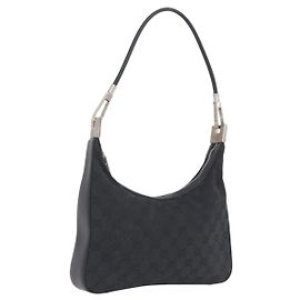 GUCCI GG Canvas Shoulder Bag Black Silver 001 3812 2123 Auth mr3137 - Jerrillo