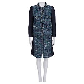 Louis Vuitton Blue Tweed Kostüm-Set NWOT - Jacke & Rock FR 38 gebraucht