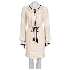 Tom Ford beiges Leinenkleid mit Gürtel NWOT IT 38 XS gebraucht