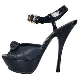 Autre Marque Sandali platform con tacco a spillo in pelle blu Saint Laurent EU 37 usati