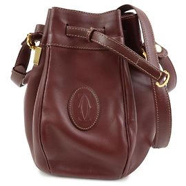 Mini Borsa a Tracolla in Pelle con Coulisse Must de Cartier Bordeaux