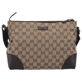 GUCCI GG Canvas Shoulder Bag Brown Silver 114273 Auth RV020 - Jerrillo