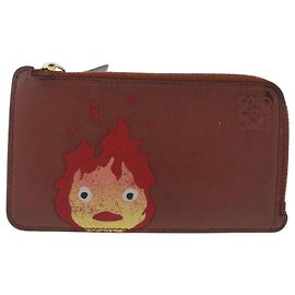 LOEWE x Studio Ghibli Calcifer Coin Purse Leather Brown Gold Auth 212494A - Jerrillo