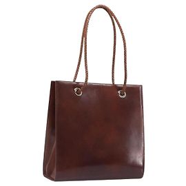 Saco Tote Cartier PANTHERE Couro Envernizado Castanho Prata Auth ka6984A - Jerrillo