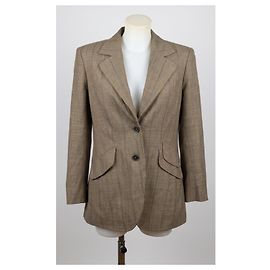Escada Blazer in lana marrone a righe