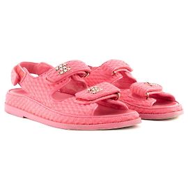 CHANEL - Sandali Dad Shoes Chanel in tela rosa (T37)