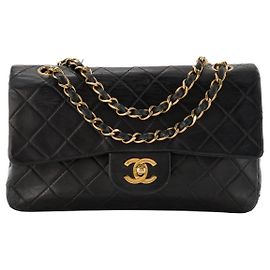 CHANEL - Borsa a tracolla Classique/Timeless 11.13 Small Chanel in pelle liscia nera vintage