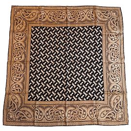 Burberry Sketched Paisley Silk Bandana Square in Camel
