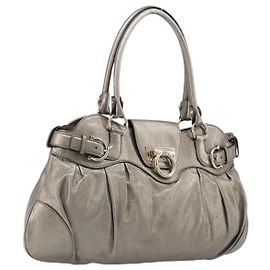 Salvatore Ferragamo Gancini Hand Bag Leather Gold