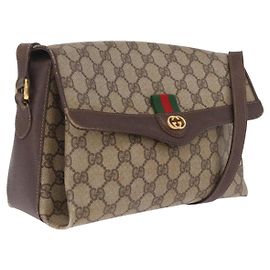 GUCCI GG Supreme Web Sherry Line Bag PVC Beige Gold 904 02 084