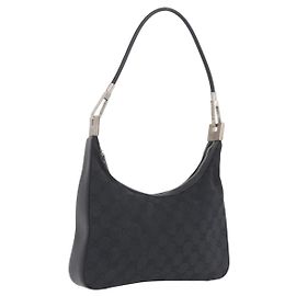 GUCCI GG Canvas Schultertasche Schwarz Silber 001 3812 2123