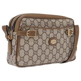 GUCCI GG Plus Supreme Shoulder Bag PVC Beige Gold