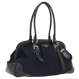 PRADA Boston Bag Nylon Navy Silver